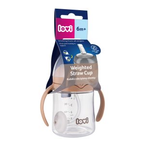 LOVI Első pohárka Súlyozott szívószálas kulacs 6 hó+ 150ml barna